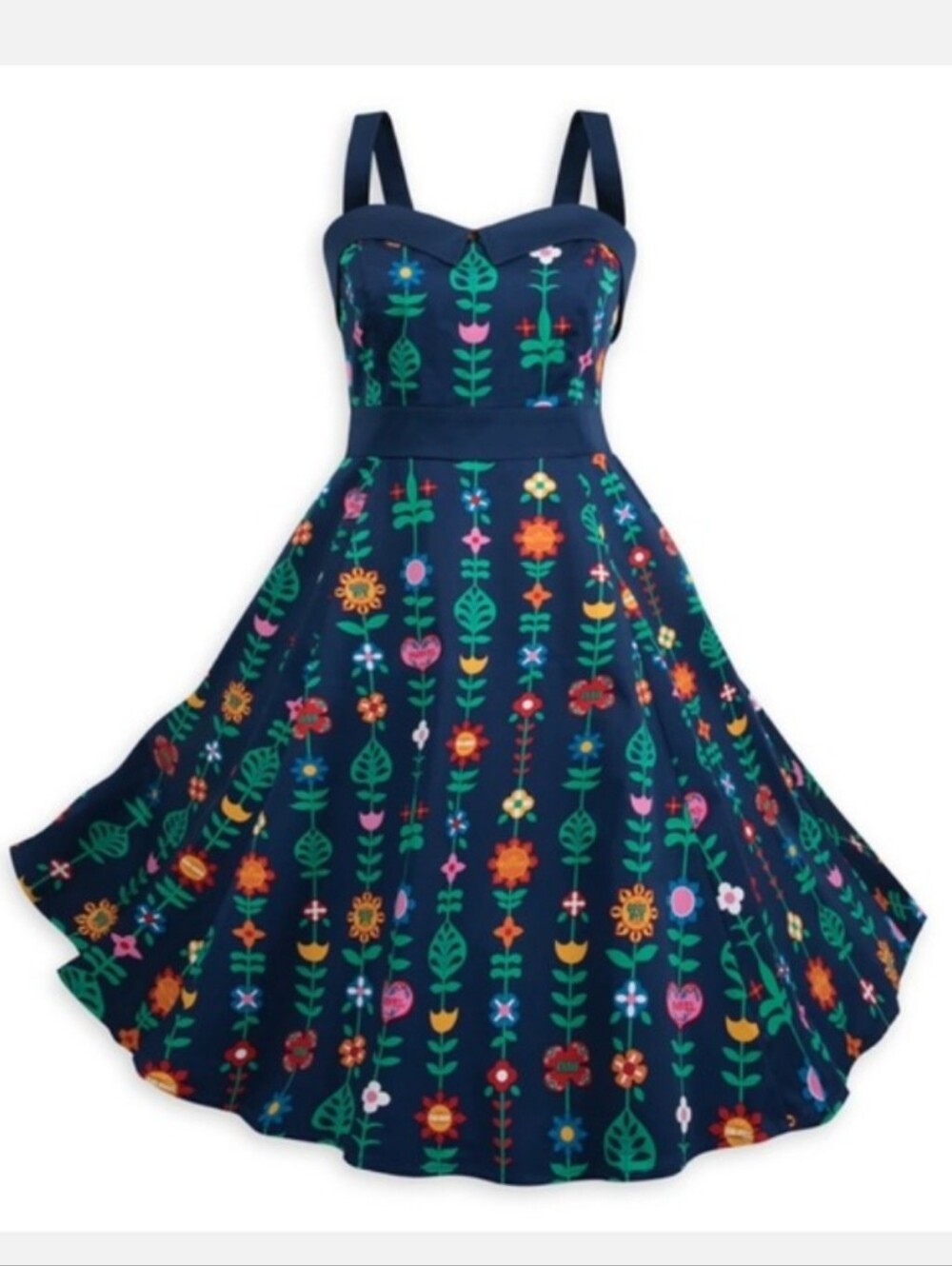 Disney Parks Authentic It's a Small World "Goodbye" Floral Flared Dress Size L